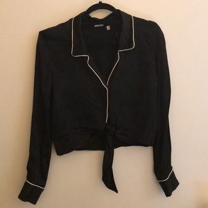 Black Aritzia silk tie Blouse
